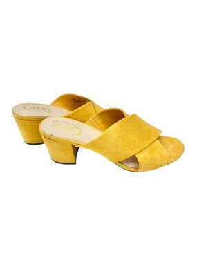 Circus By Sam Edelman Yellow Suede Open-Toe Block Heel Sandals Size 8 Womens